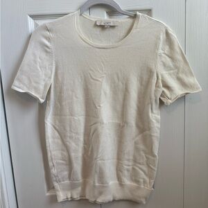 LOFT Cream Short Sleeve Sweater